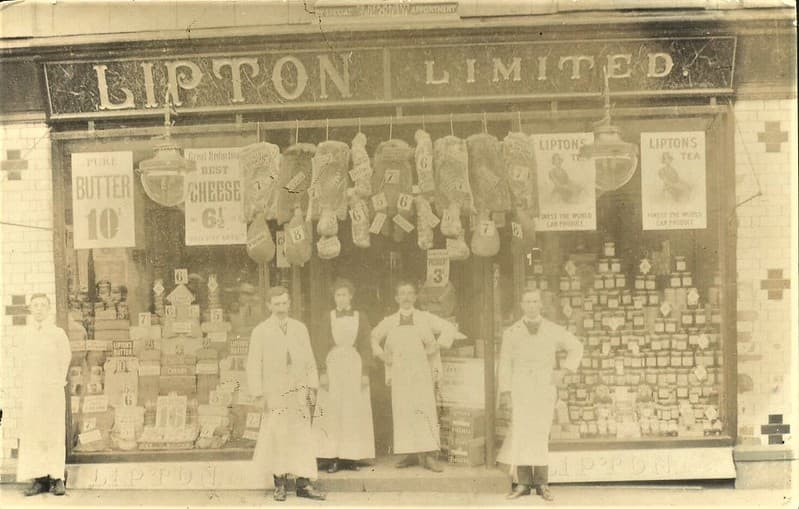 DOWLAIS Area Lipton Ltd Shop Front with Staff RP WALES 1907