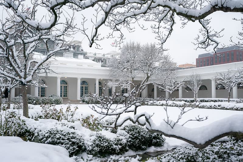 The White House Grounds Covered in Snow on January 13, 2019