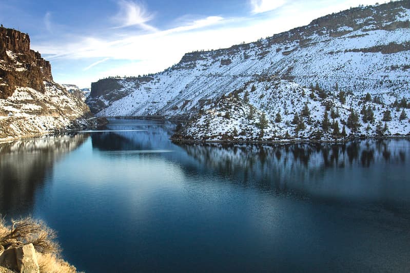 Lake Billy Chinook, Oregon in winter