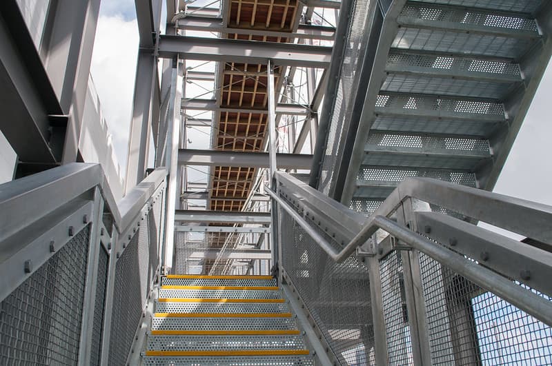 Staircase of elevated walkway in Silo Park, Auckland