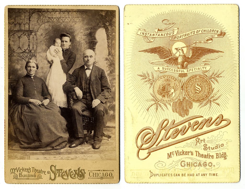 Stevens Art Studio cabinet card, Chicago, Illinois, c1890s