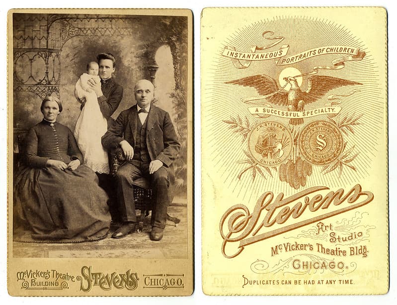Stevens Art Studio cabinet card, Chicago, Illinois, c1890s