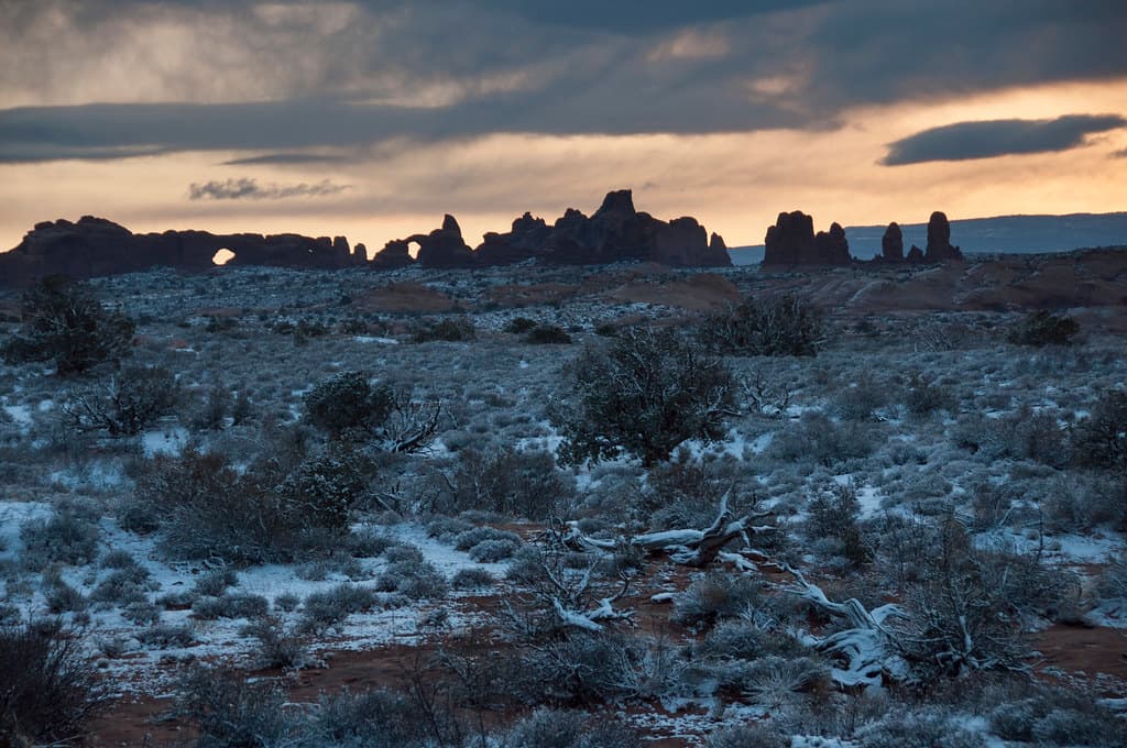 A snowy dawn at The Windows.