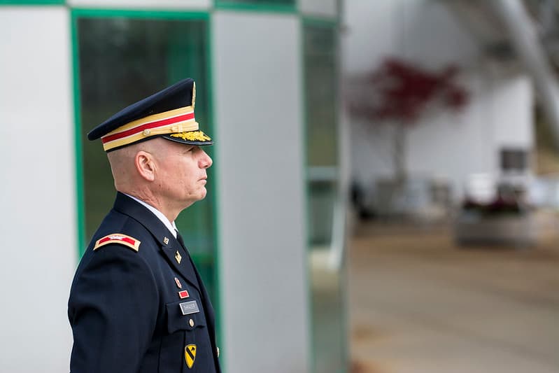 Army Reserve troops retire flag at Argonne National Laboratory