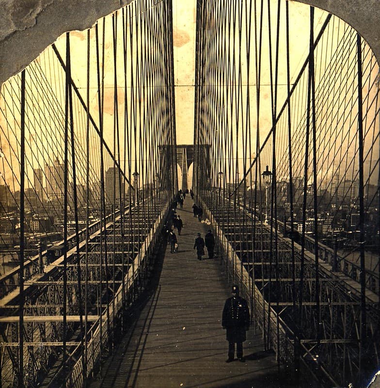 Looking across Brooklyn Bridge to New York, N.Y. circa 1903