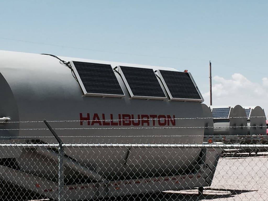 Solar panels on Halliburton equipment