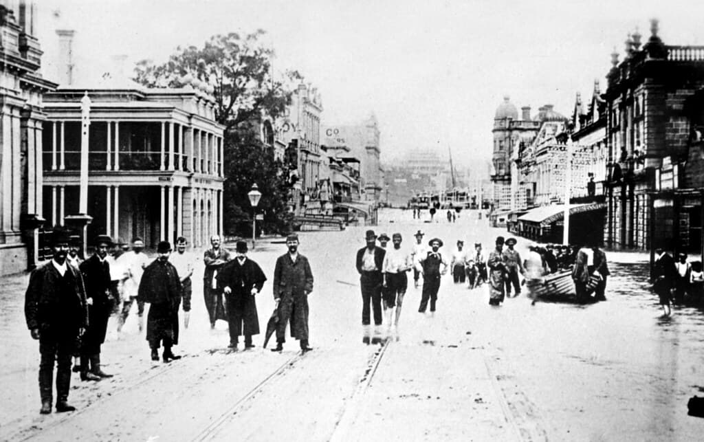 Queen Street, Brisbane during the 1893 flood