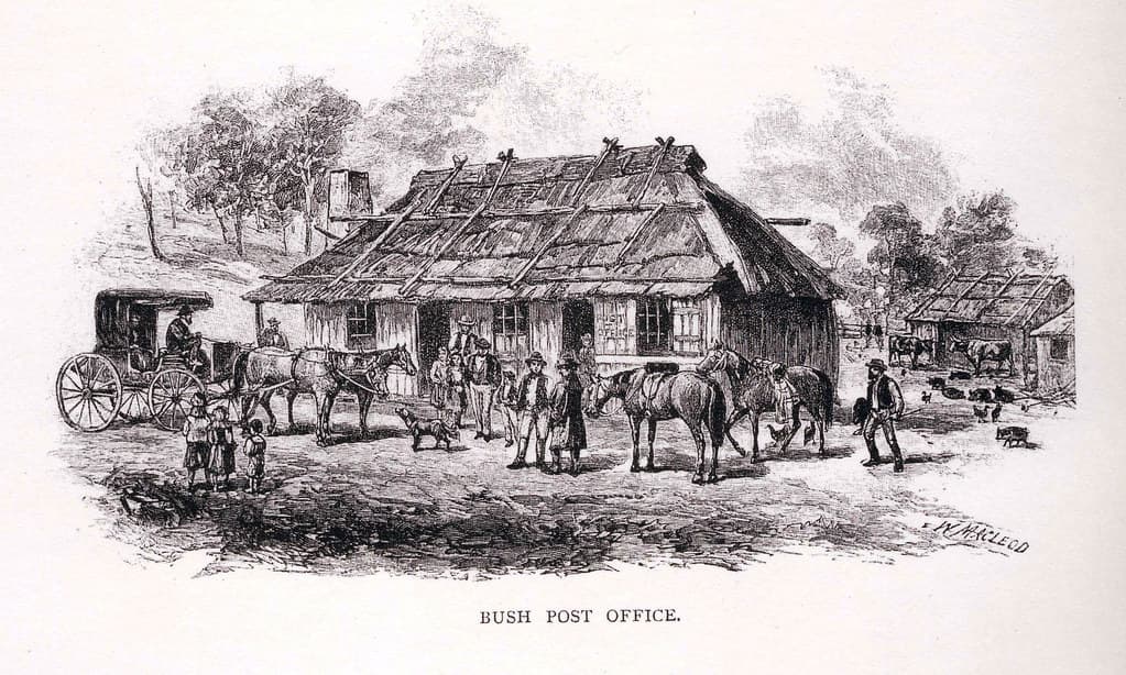 Bush Post Office sketch from 'Australia Post - the early years'