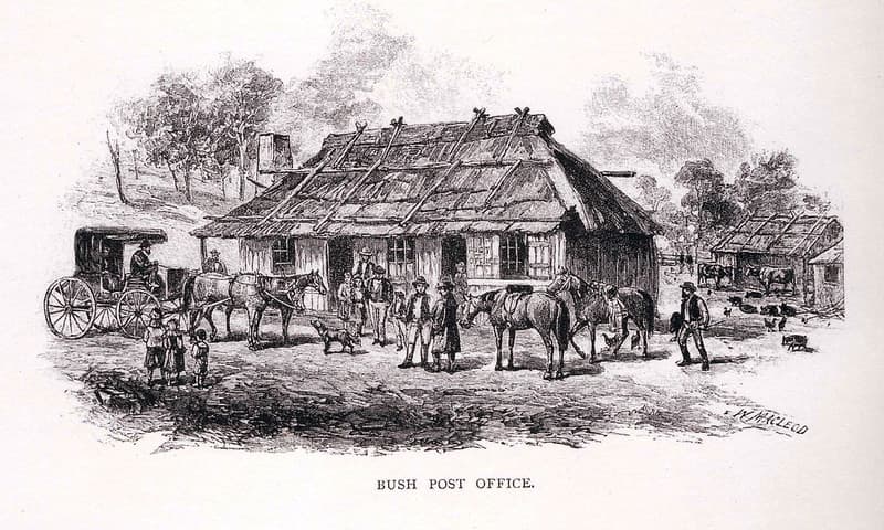 Bush Post Office sketch from 'Australia Post - the early years'