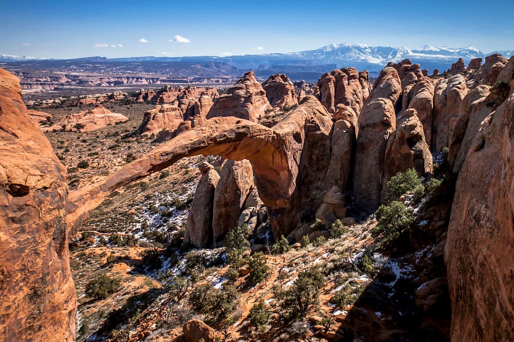 Landscape Arch and LaSal Mountain