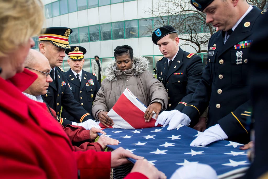 Army Reserve troops retire flag at Argonne National Laboratory