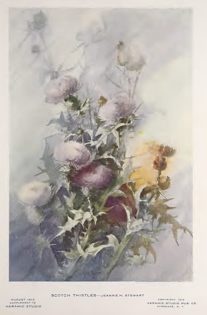 1913 Scotch Thistles Keramic Studio