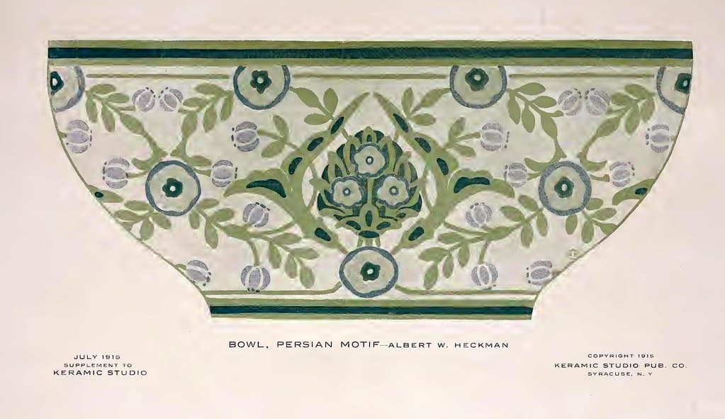 1914 Persian Motif Bowl Keramic Studio