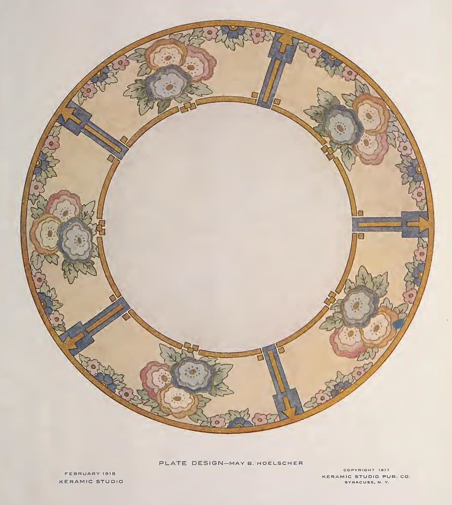 1918 Floral Plate Keramic Studio