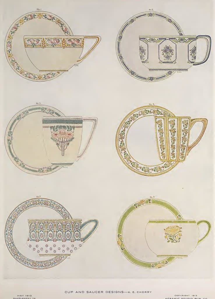 1913 Cups and Saucers Keramic Studio
