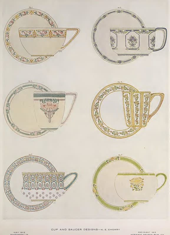 1913 Cups and Saucers Keramic Studio