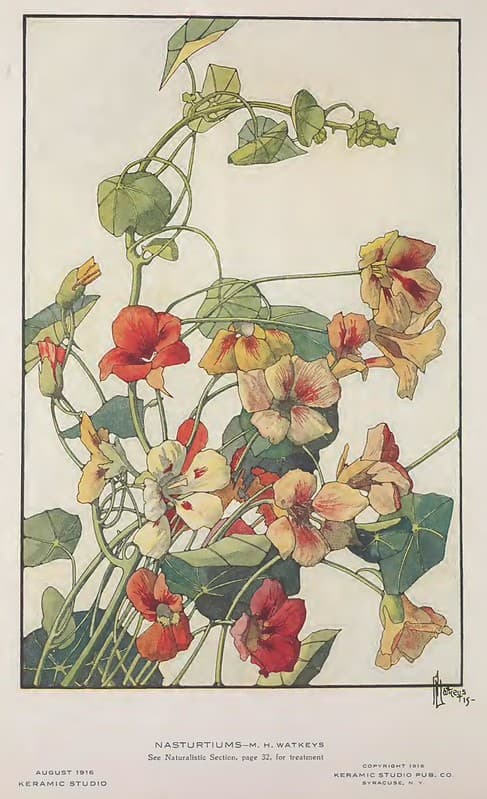 1916 Nasturtiums Keramic Studio