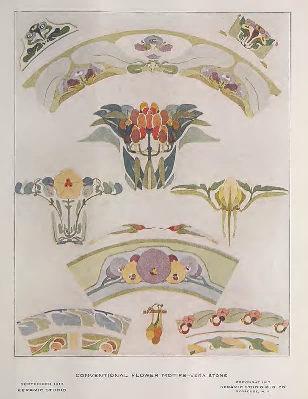 1917 Flower Motif Keramic Studio