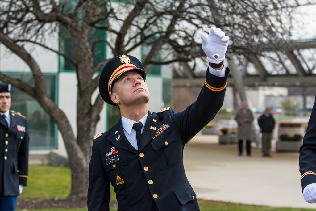 Army Reserve troops retire flag at Argonne National Laboratory