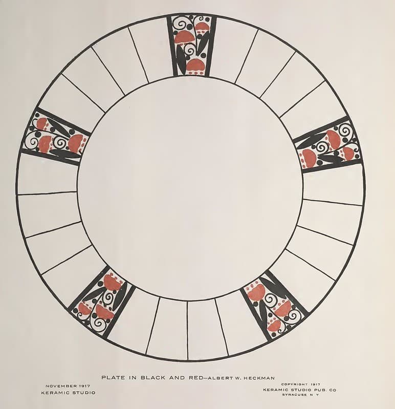 1917 Black and Red Plate Keramic Studio