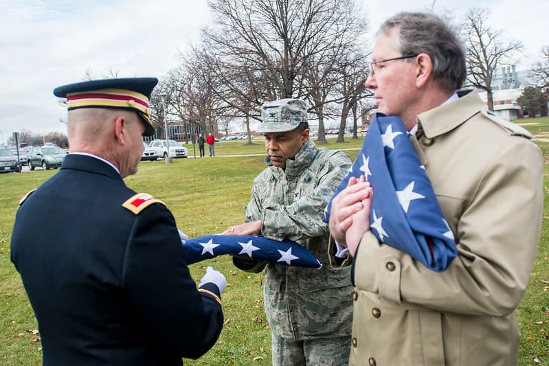 Army Reserve troops retire flag at Argonne National Laboratory