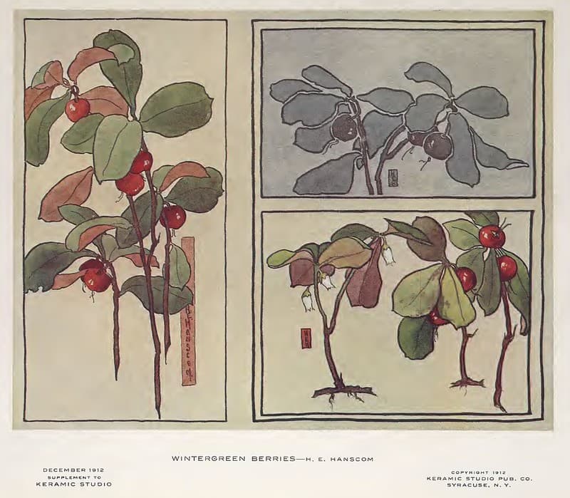 1912 Wintergreen Berries Keramic Studio