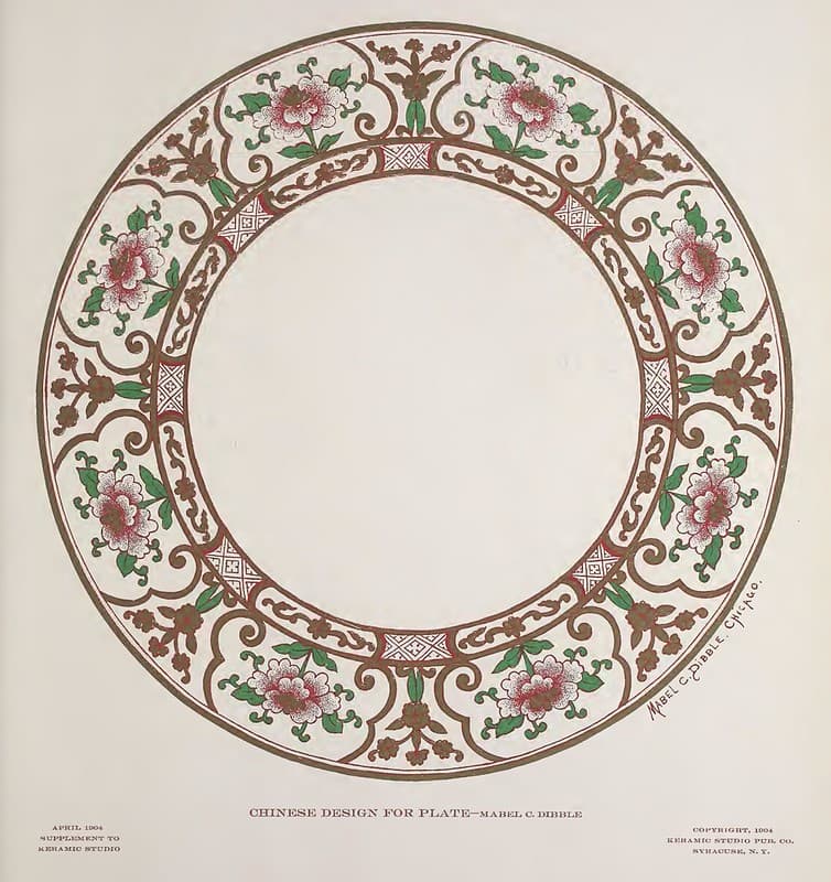 1904 Chinese Plate Keramic Studio
