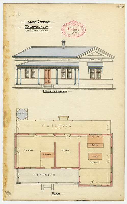 Architectural drawing of the Lands Office, Townsville