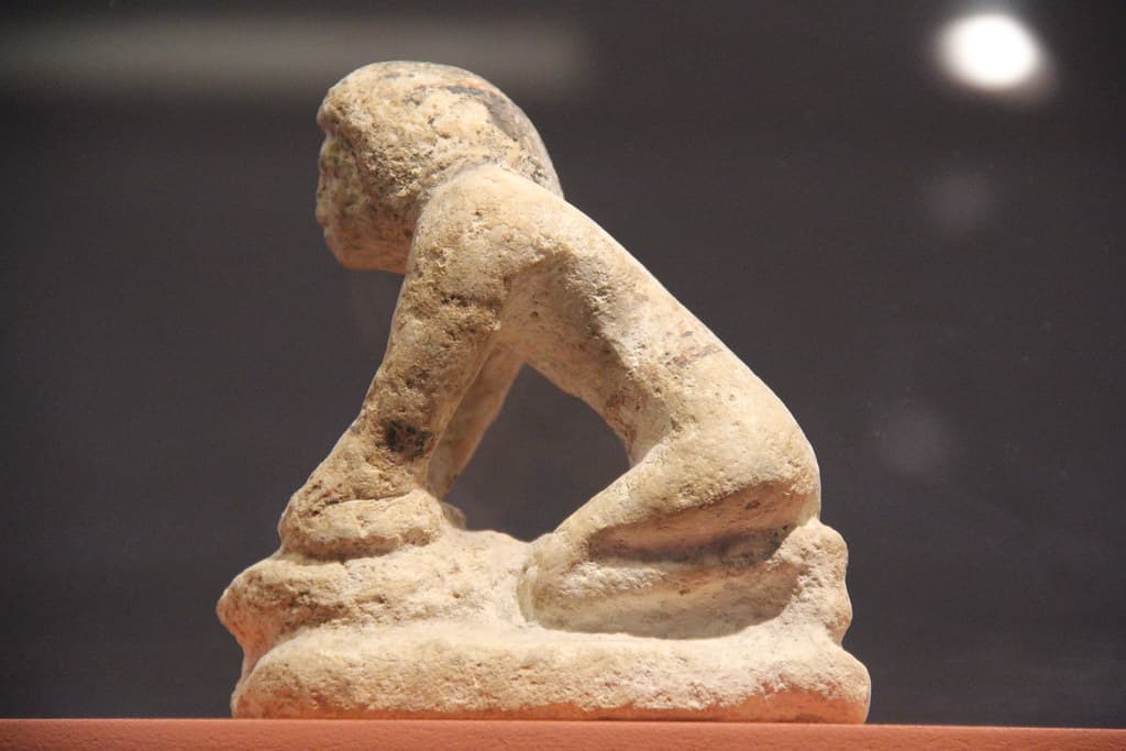 Ancient Egypt Terracotta Figurine Kneading Bread