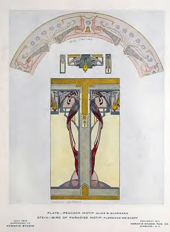 1913 Bird Motifs Keramic Studio