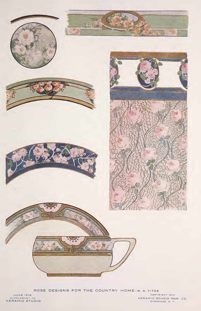 1915 Country Roses Keramic Studio