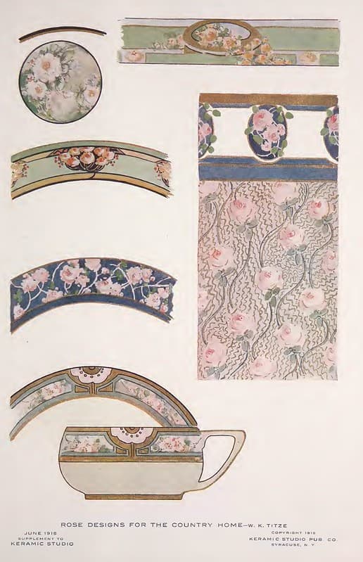 1915 Country Roses Keramic Studio
