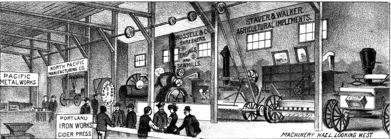 Portland Mechanics' Fair October 1884 - Machinery Hall Looking West