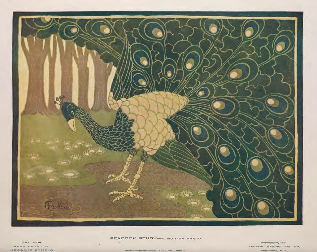 1904 Peacock Study Keramic Studio