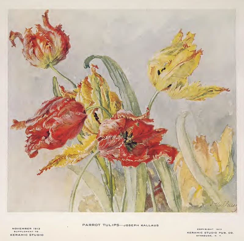 1913 Parrot Tulips Keramic Studio