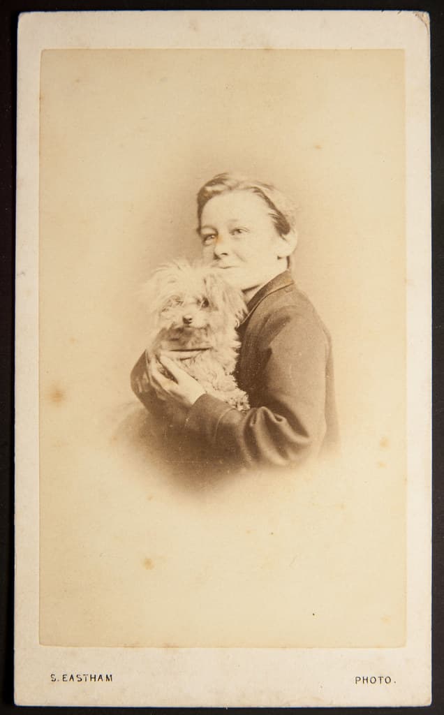 Lady and her dog. By Silas Eastham, Southport & Manchester