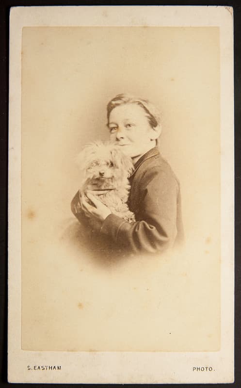 Lady and her dog. By Silas Eastham, Southport & Manchester