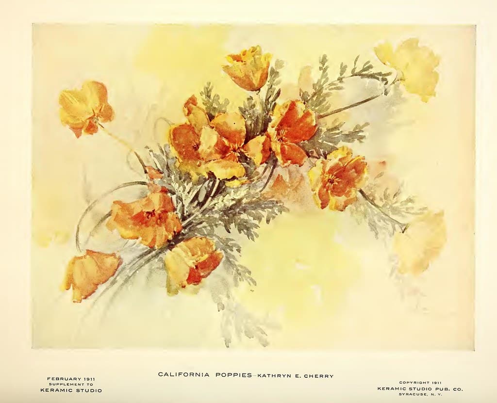 1911 California Poppies Keramic Studio