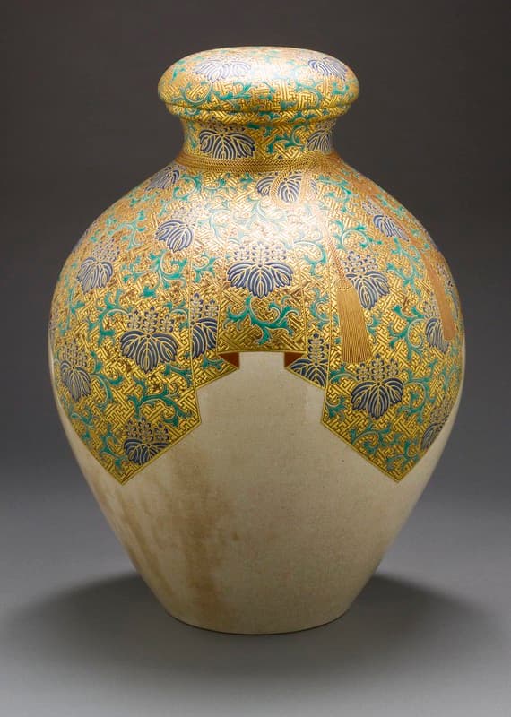 Tea Storage Jar with Paulownia and Thunder Pattern LACMA M.2007.130a-b
