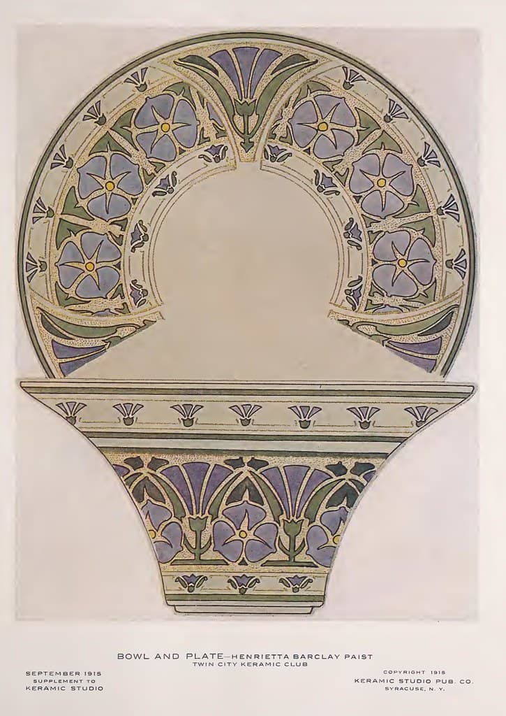 1915 Floral Bowl and Plate Keramic Studio