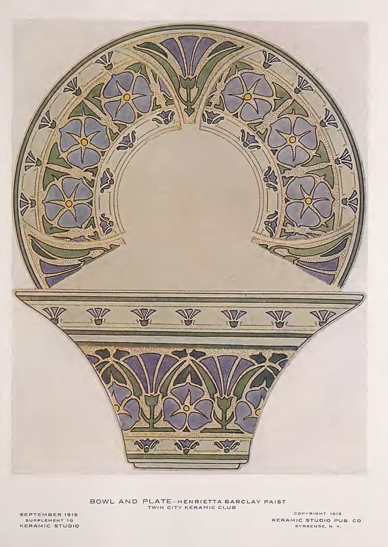 1915 Floral Bowl and Plate Keramic Studio