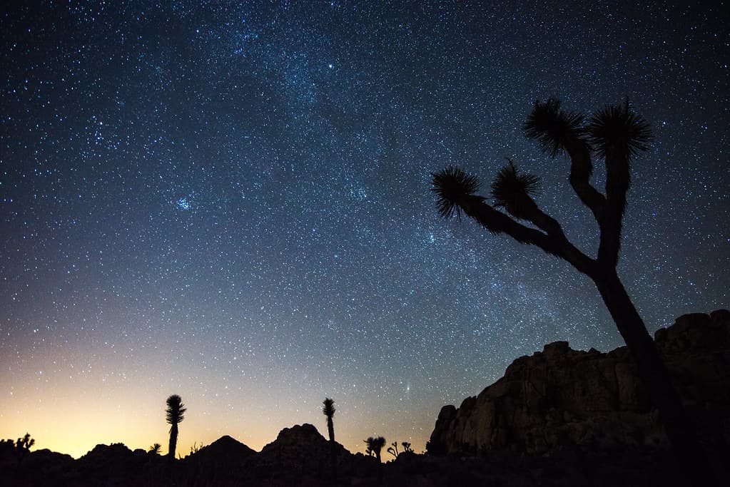 Night sky with light pollution from Coachella Valley