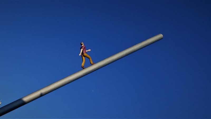 Man walking to the sky