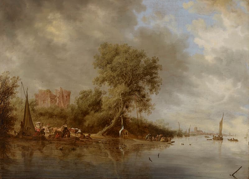 Landscape, people, river