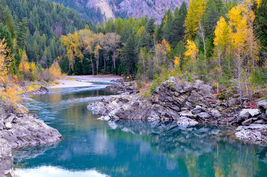 Middle Fork of the Flathead River at the old West Glacier Bridge