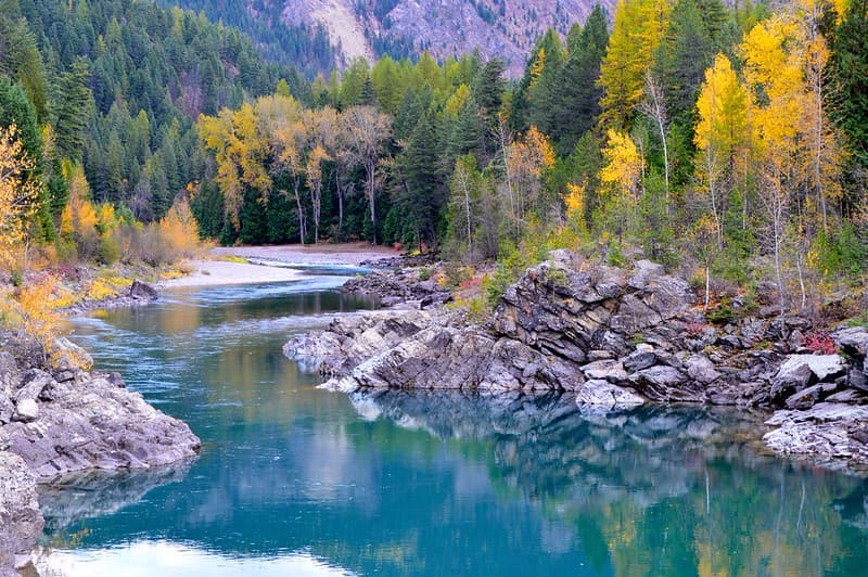 Middle Fork of the Flathead River at the old West Glacier Bridge
