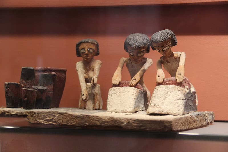 Ancient Egypt Wooden Figurines Kneading Bread
