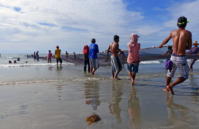 Beach fishermen Philippines.