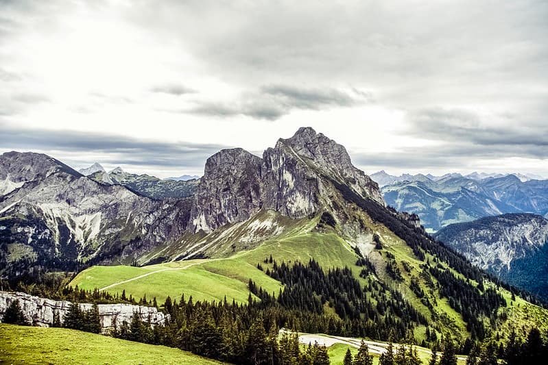 Scenic Landscape of Mountains and Clouds