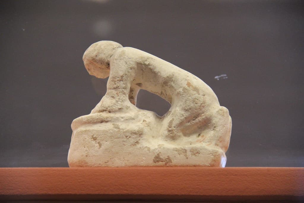 Ancient Egypt Terracotta Figurine Kneading Bread